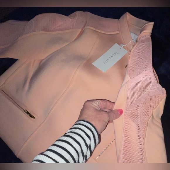 NWT- Light pink Crop motorcycle jacket 
w/t Mesh Sleeves & Breathable - Picture 4 of 12